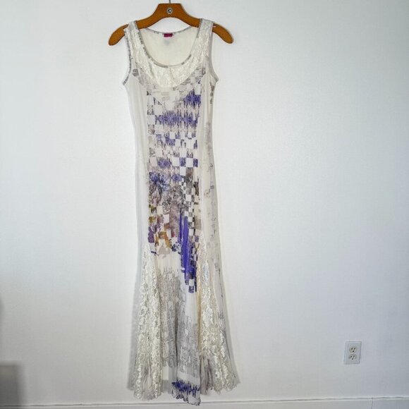 Save The Queen Dresses & Skirts - Save the Queen White Maxi Dress Mixed Media Lace Geometric Floral Fairy Y2K M